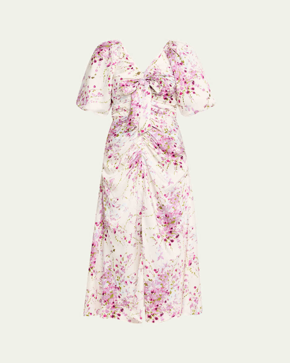Brenton Puff-Sleeve Midsummer Bloom Dress